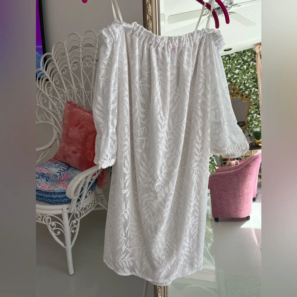 Lilly Pulitzer white off the shoulder lined dress S - Picture 3 of 6